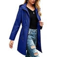thumbnail image 4 of Aimik Women's Long Hooded Zip-Up Coat with Drawstring Waist and Pockets Water-Resistant Fall Trench Coat for Travel, 4 of 6