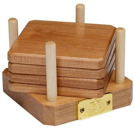 

Cherry Wood Coasters Edge Grain with Base - Set of 4