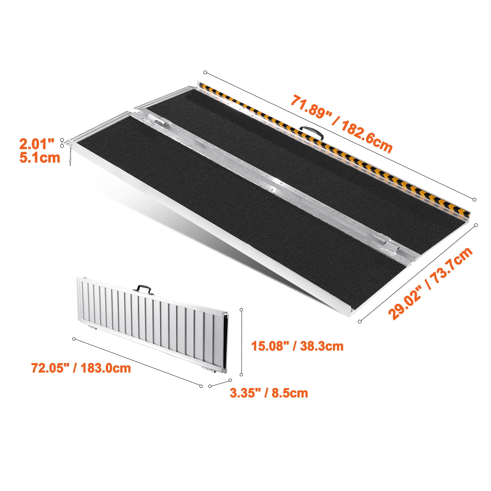 KFFKFF Folding Wheelchair Ramp Portable Aluminum Threshold Ramp 6 ft 800 lbs