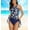 Blue Flower, variant on Women's One Piece Swimdress Skirted Swimsuit Flower Printing Long Torso Tummy Control Bathing Suit
