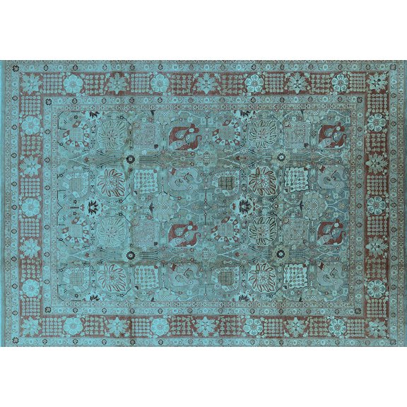 Ahgly Company Indoor Rectangle Oriental Light Blue Industrial Area Rugs, 5' x 7'