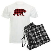 CafePress - Buffalo Plaid Bear Men's Light Pajamas - Men's Light Loose Fit Cotton Pajama Set