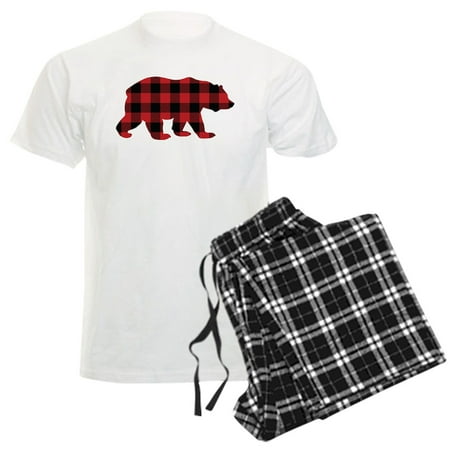CafePress - Buffalo Plaid Bear Men's Light Pajamas - Men's Light Loose Fit Cotton Pajama Set