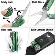 FLISSA 16-in-1 Multitool, Stainless Steel EDC Tool with Knife, Screwdriver, Pliers, Safety Lock & Sheath for Camping & Outdoor Use