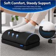 Qutool Memory Foam Foot Rest Under Desk, Adjustable Height Office Footrest with Washable Cover & Non-Slip Bottom, Black