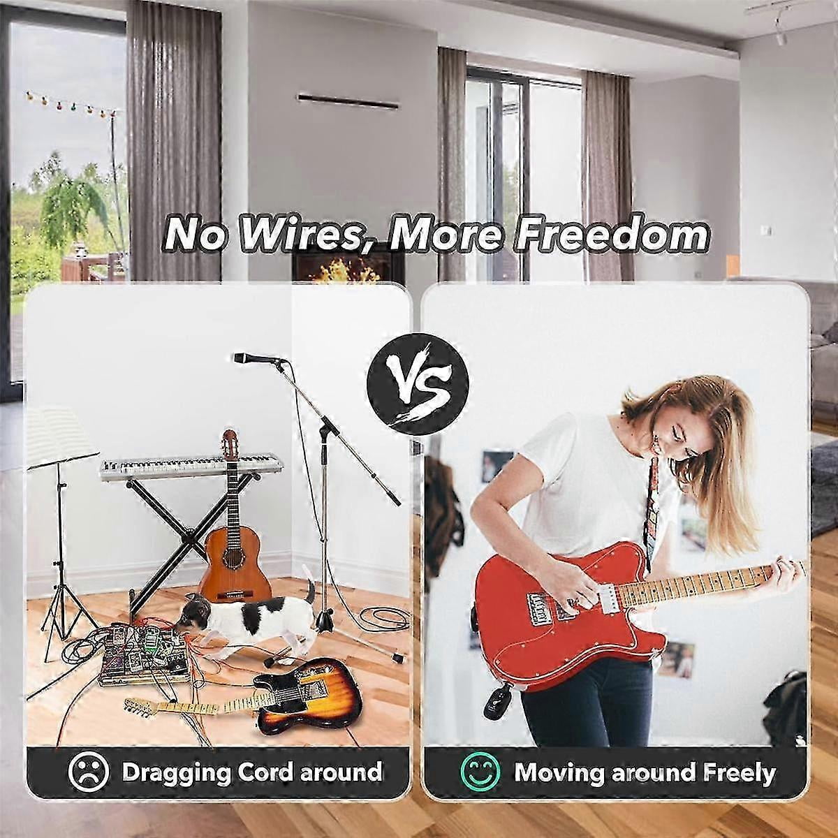 A8 Wireless Guitar System Rechargeable UHF Audio Wireless Transmitter Receiver for Guitar Bass Viol