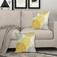 thumbnail image 3 of Yellow Grey Flower Pillow Covers 18x18 Inch Set of 2, Gray White Dahlia Colored Floral Line Pattern Decorative Throw Pillowcases Outdoor Farmhouse Cushion Covers Summer Holiday Sofa Couch Bed Decor, 3 of 6