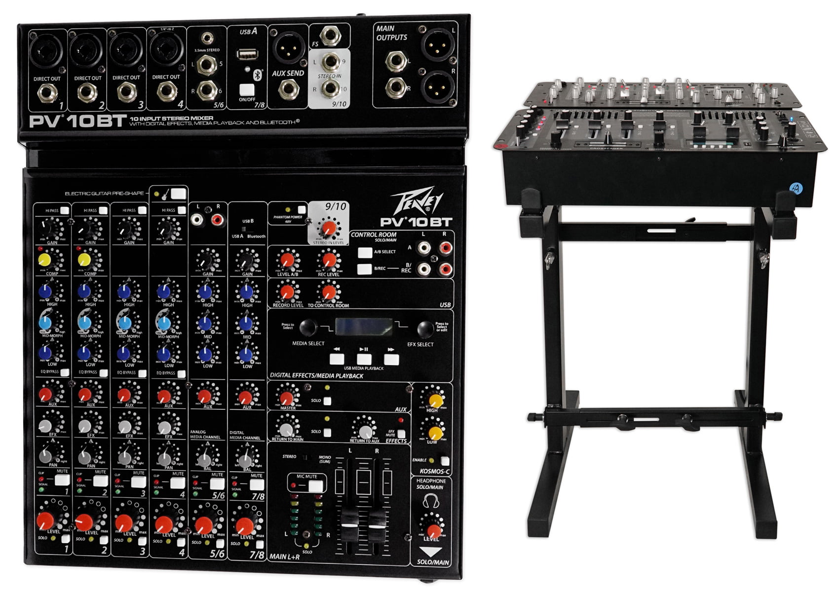 Compressor/Effects and 3 Band EQ + Peavey PV 20 XLR Female to Male Low Z Mic Cables Bluetooth 4 USB Package: Peavey PV 10BT PV10BT Pro Audio Mixer With 4 Mic In 