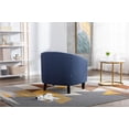 thumbnail image 3 of Accent Barrel Chair, Vintage Upholstered Armchair with Tufted Backrest and Rivets Trim Armrest, Living Room Single Sofa Chair with Solid Wood Legs for Home Office, Navy Linen, 3 of 8