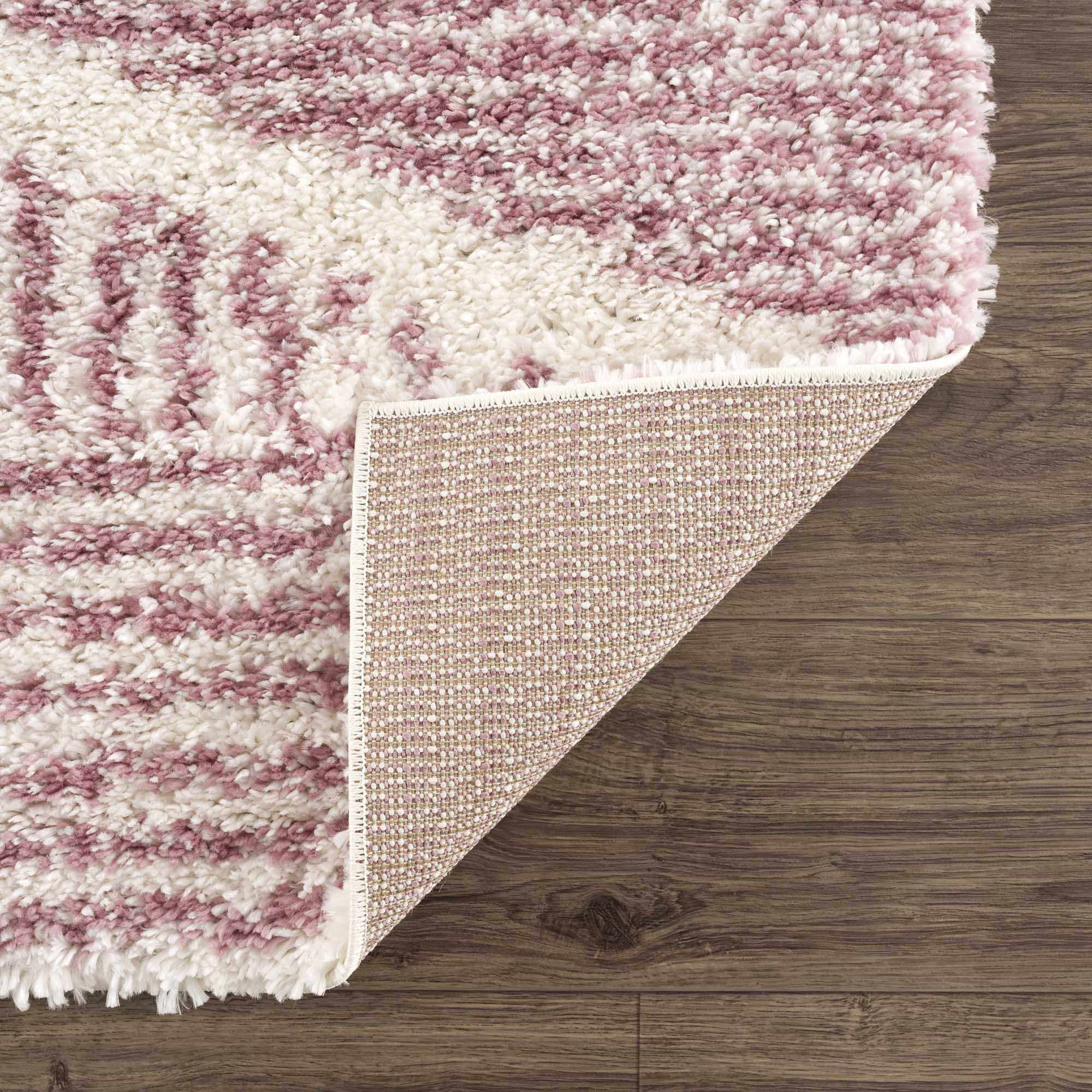 BoutiqueRugs Galaxy Boho Moroccan Geometric Shag Large Area Area Rug - High Pile Super Soft Carpet for Living Room, Bedroom - Pink, Cream, White, Blush - 7'10" x 10'3"