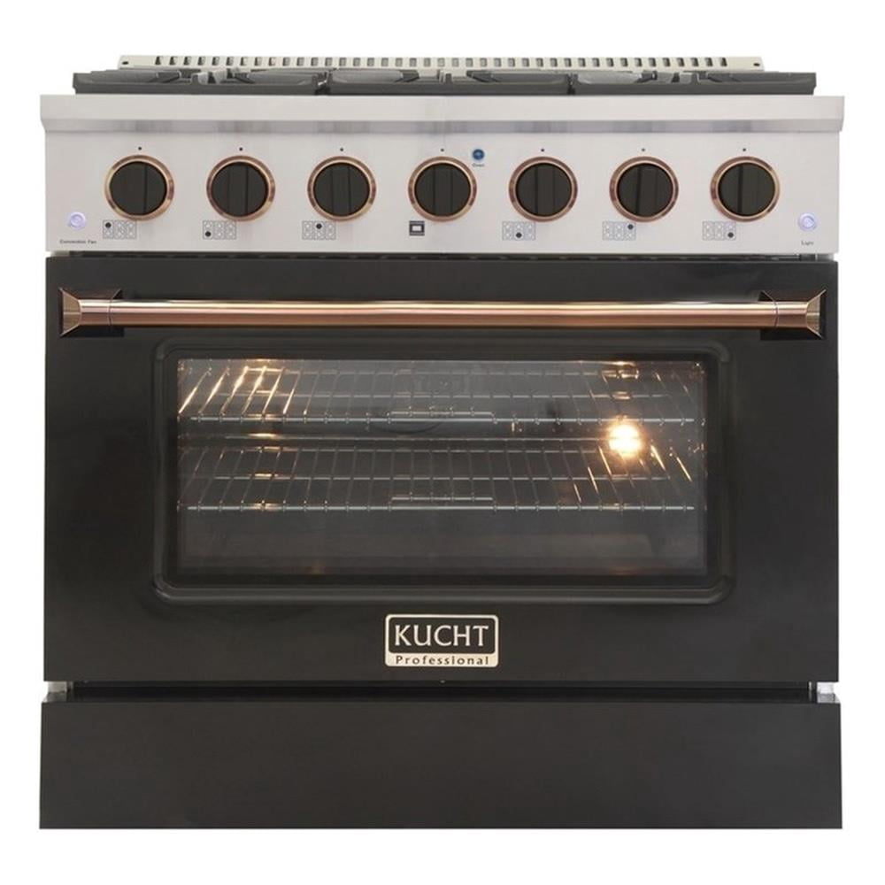 Pemberly Row 36" 5.2 cu. ft. Dual Fuel Range Propane Gas in Gold Handle