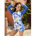 thumbnail image 4 of Women's Long Sleeve Rashguard Boyshort One Piece Swimsuits Zip Up Swimsuit, 4 of 6