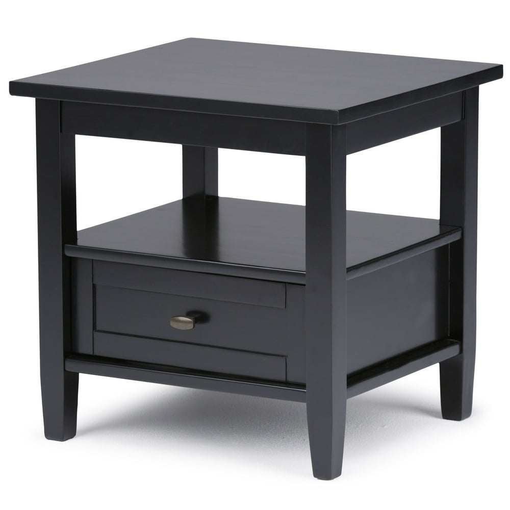 Brooklyn + Max Lexington Solid Wood 20 inch Wide Rectangle Rustic End Side Table in Black