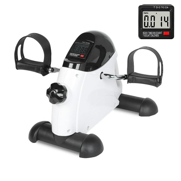MEETWARM Pedal Exerciser Stationary Bikes for Seniors - Under Desk Mini Exercise Bike Cycle for Office - Arm Leg Floor Peddler Exerciser with LCD Display for Physical Therapy