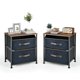 thumbnail image 1 of AOJDVE Retro Brown Bedside Table 2-piece Set Double Fabric Drawer Storage Side Table Metal Frame Anti dumping Adjustable Foot Mat Bedside Storage Cabinet (Rustic Brown), 1 of 9