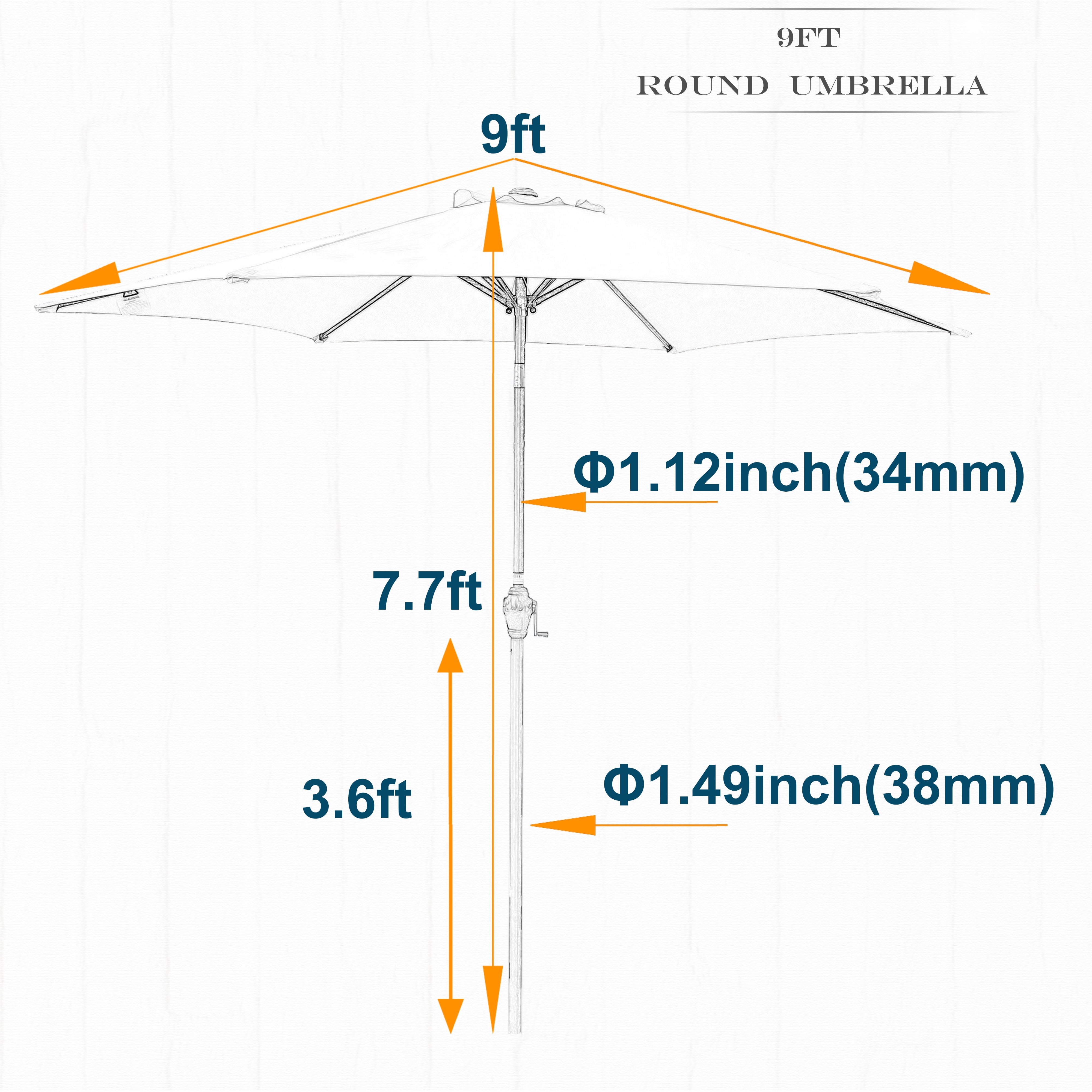 9 FT Umbrella, Ice Pattern + Blue