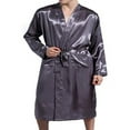 thumbnail image 2 of Men‘s Satin Kimono Robe Silk Classic Long Bathrobe Pockets Lightweight Loungewear, 2 of 4