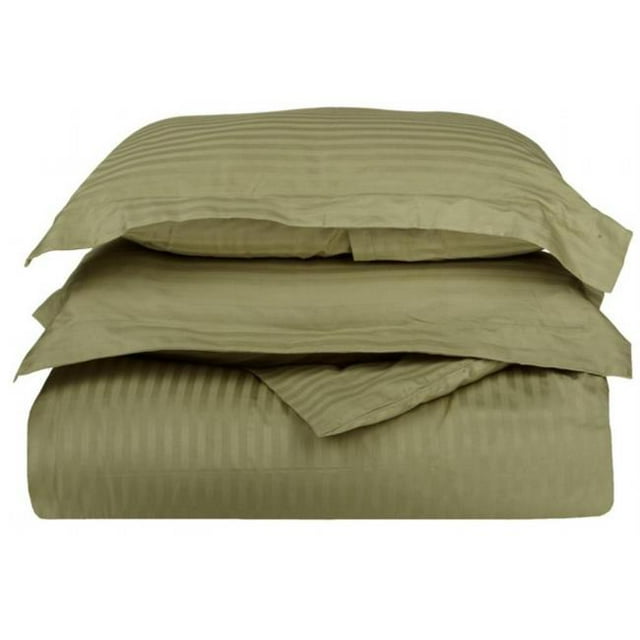 400 Thread Count Egyptian Cotton Full/ Queen Duvet Cover Set Stripe Sage