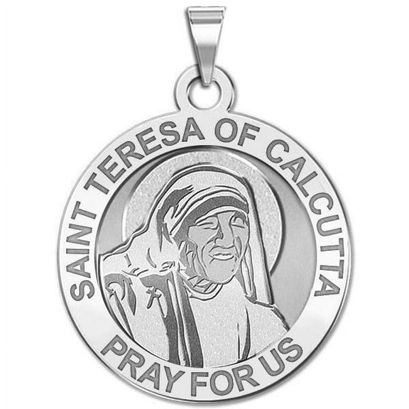 Picturesongold.Com Saint Teresa of Calcutta Religious Medal Laser Female Adult- 1" Sterling Silver