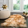 thumbnail image 1 of Safavieh Sheep Skin Collection SHS121D Handmade Rustic Glam Genuine Pelt 3.4-inch Extra Thick Accent Rug, 2' x 3', Off White / Coco Brown, 1 of 4