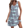 thumbnail image 2 of Viikei Women's Sleeveless Dress with Pockets,Women's Summer Fashion Beach Pocket Printing Sleeveless V-Neck Dress Gray M, 2 of 7