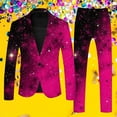 thumbnail image 2 of FYEGRE Men's Carnival Suits Mens Carnival 3D Digital Printed Lightweight Business Suit Set Contemporary Formal Jacket and Trousers Ensemble Hot Pink M, 2 of 5
