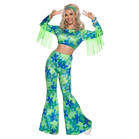 Women's Green and Blue Flower Power Costume