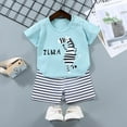 thumbnail image 2 of eczipvz Baby Boy Clothes 18-24 Months Letter Graphic Short Sleeve Shirt T-Shirt Tops + Casual Shorts Outfit Set Light Blue,18-24 Months, 2 of 3