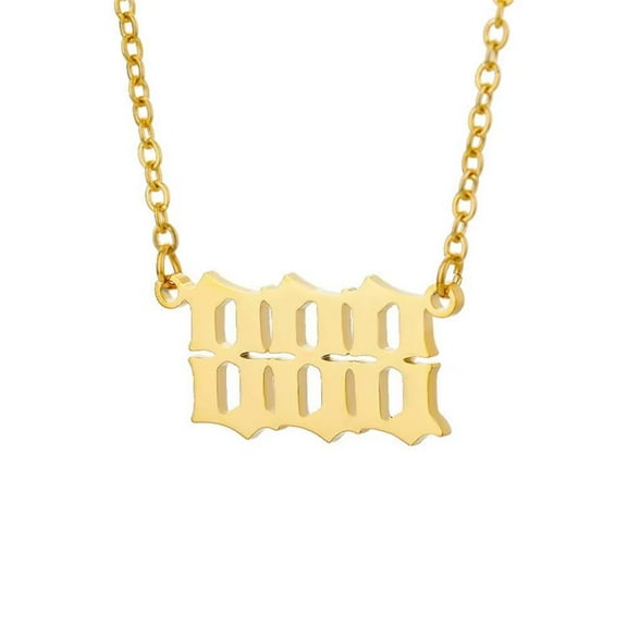 PAURO Minimalist Women's Stainless Steel Angel Numbers Necklace 888 Pendant Choker Numerology Jewelry Gold