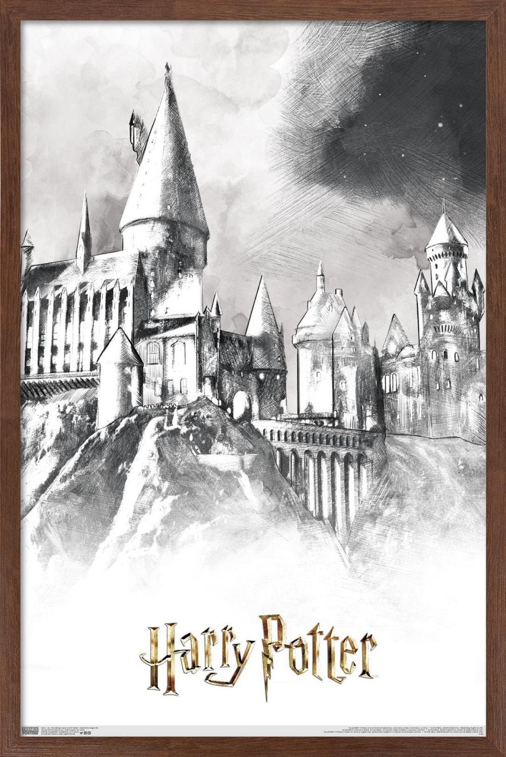 The Wizarding World: Harry Potter - Illustrated Hogwarts Wall Poster, 22.375" x 34"