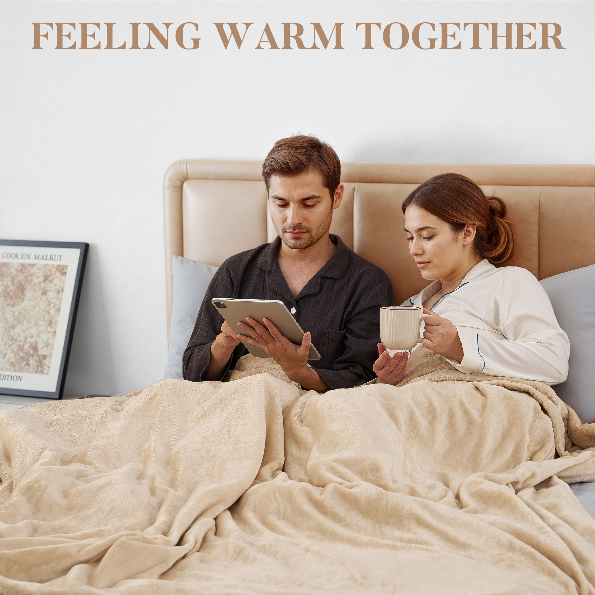 MaxKare Queen Electric Heated Blanket, 10 Heating Levels, 10H Timers, Dual Control, Machine Washable, ETL/FCC Certified, White