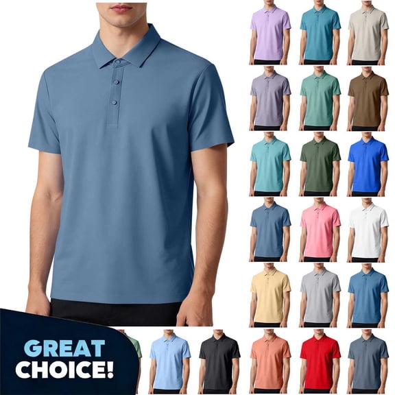 Coorders Men's Polos Shirts with Short Sleeve,Fit Collared Shirts For Mens, Big and Tall, White,Size XL
