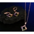 thumbnail image 3 of 3 Piece Set Multicolor Crystal Open Square Earring Pendant Necklace Choker Jewelry-453, 3 of 6