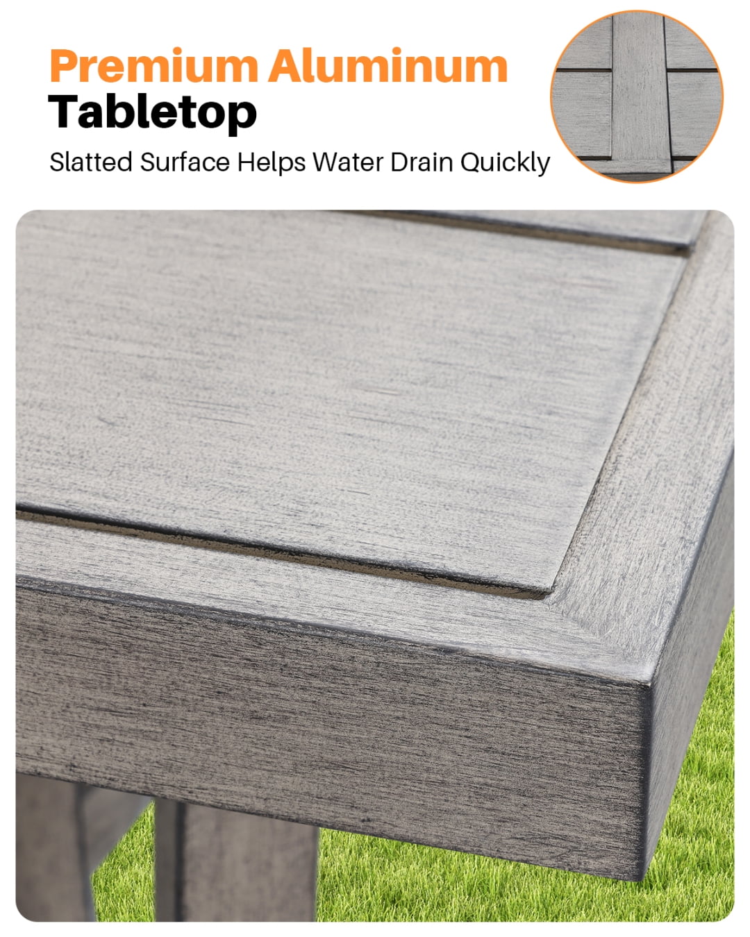 84" Outdoor Rectangle Dining Table for 8 with Umbrella Hole, Aluminum Sturdy Frame, Limed Oak