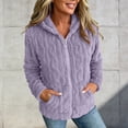 thumbnail image 2 of NominalSnug Fuzzy Fleece Jackets for Women Full Zip up Long Sleeve Coat Stand Collar Outwear Thicken Winter Warm Colthes, 2 of 8