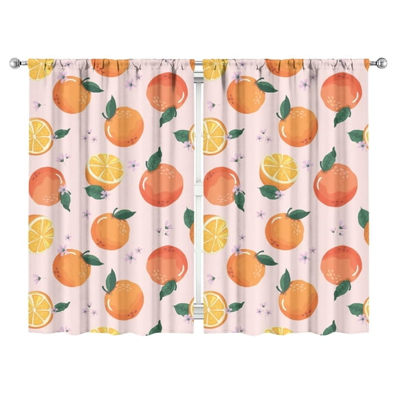 Boys Girls Kids Nursery Curtains Orange Print Pattern Window Drapes for Living Room Bedroom Playroom Decor Rod Pocket 52x84Inch 2 Panels