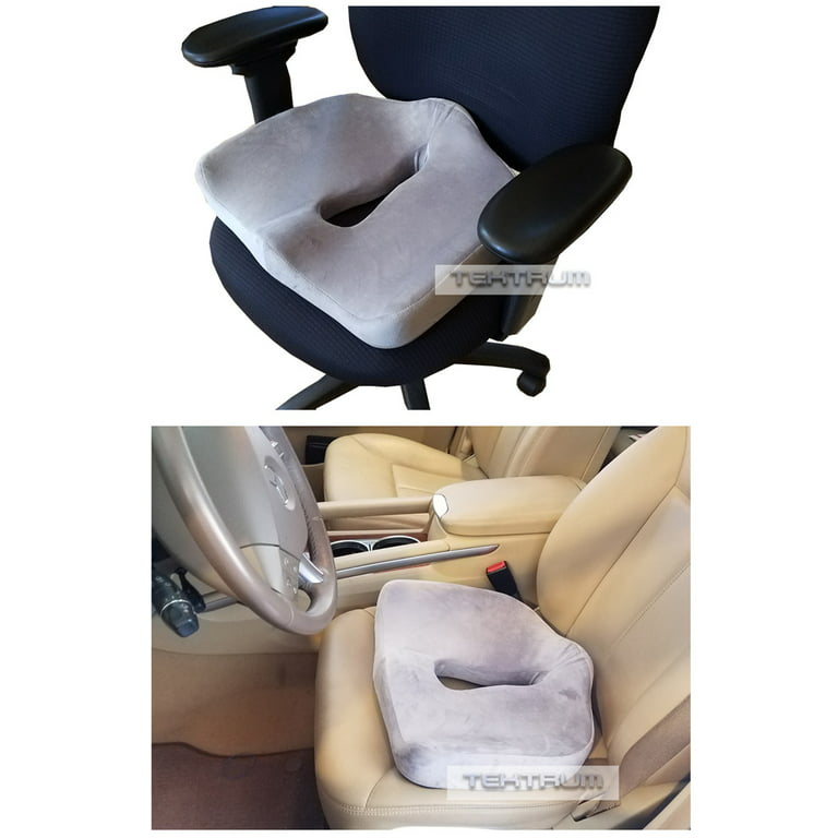 Tektrum Orthopedic Cool Gel Enhanced Seat Cushion, Gel Memory Foam Coccyx  Cushion for Back Pain, Sciatica, Tailbone, Prostate, Sitting Long Hours -  Office, Home, Car, Plane, Wheelchair (TD-02NJ-GREY) 