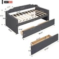 thumbnail image 3 of Churanty Twin Size Upholstered Daybed with Two Drawers, Sofa Bed Wood Bed Frame with Swooping Arms, Gray, 3 of 12