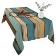 thumbnail image 2 of Texas Star Retro Table Cloth Waterproof Tablecloths, Teal Brown Stars Vintage Wooden Tablecloth Dining Table Cover for Kitchen Party Tabletop Outdoor, Rectangle Tablecloth 60x120 Inch, 2 of 9