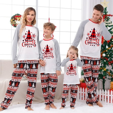 

PEONAVET Christmas Pajamas for Family Merry Christmas Family Matching Christmas Holiday Pajamas Sets Christmas Parent-Child Outfit for New Year s Pajama Party
