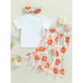 thumbnail image 3 of Inevnen Toddler Baby Girl 2nd 3rd 4th Birthday Outfit Two Groovy T-Shirt Tops Floral Flare Pants Summer Clothes Set, 3 of 8