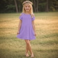 thumbnail image 2 of Gubotare Girls Tulle Dress Baby Girl Smocked Dress Embroidery Flying Sleeve Plaid Dresses Clothes Toddler Kids Outfit Size 7-8T (Purple,7-8 Years), 2 of 8