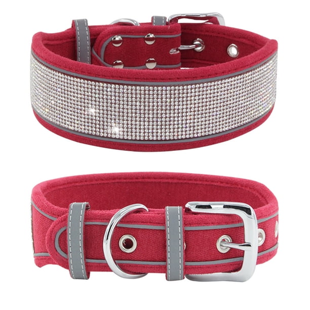 Collar brillante para perros grandes: diamantes de imitación de 2 pulgadas de ancho para niñas,