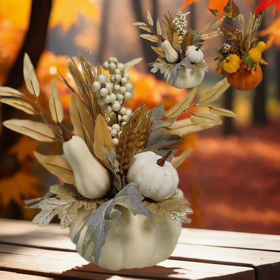 Thanksgiving Pumpkin Pot under $5! kkbbma Thanksgiving Pumpkin Pot with Maple Leaf Garland, Fall Home Decoration for Tabletop, Holiday Centerpiece for Autumn Decor