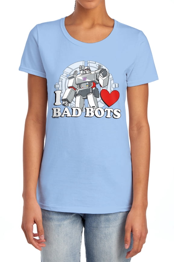Valentine's Day I Love Bots Women's T Shirt, Light Blue, Medium