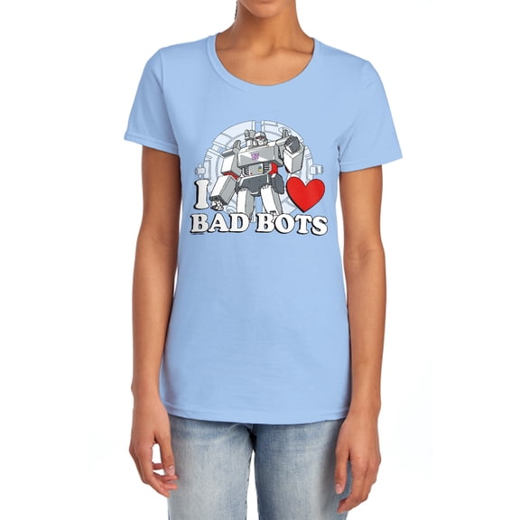 Transformers Valentine's Day I Love Bots Women's T Shirt, Light Blue, Medium