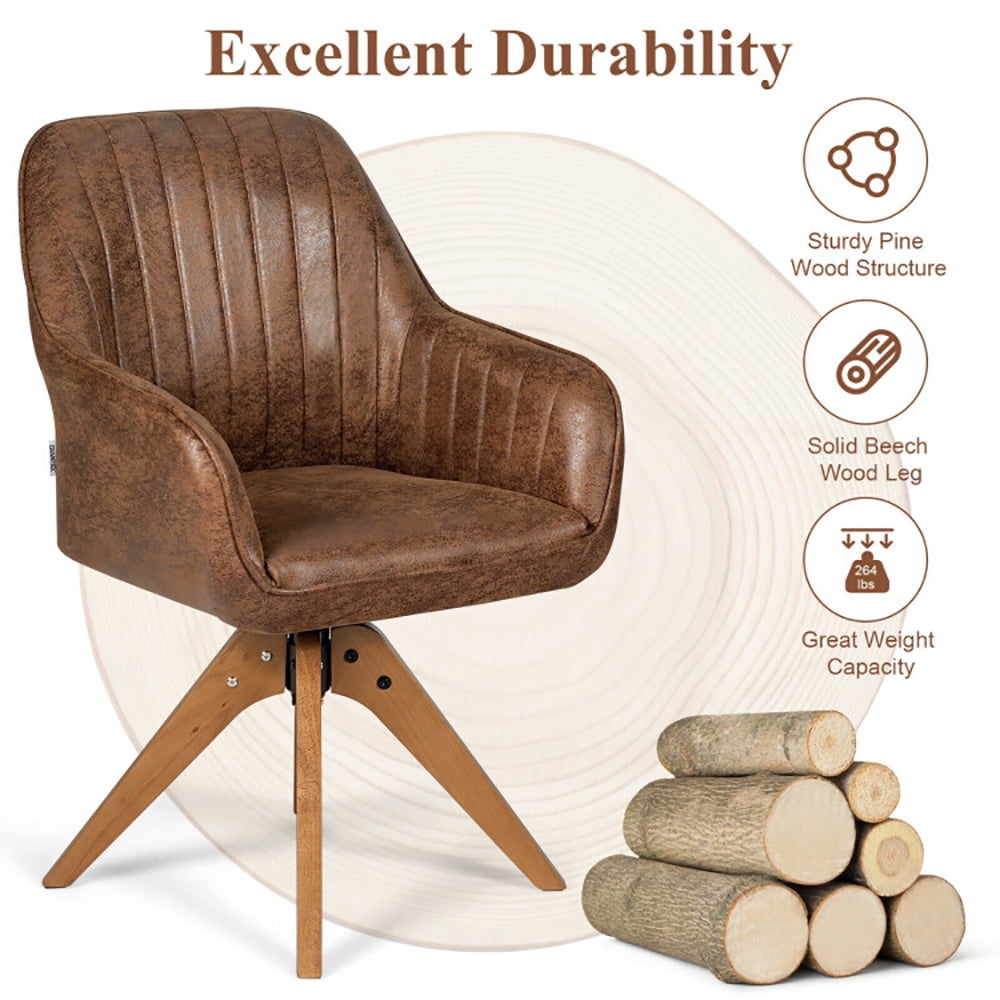 Finihen Modern Accent Chair, Fabric Swivel Accent Chair with Beech Wood Legs, for Bedroom, Living Room, Dining Room, Brown Finihen Modern Accent Chair, Fabric Swivel Accent Chair with Beech Wood Legs, for Bedroom, Living Room, Dining Room, Brown