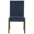 thumbnail image 4 of SAFAVIEH Couture Forrest Contemporary Velvet Solid Dining Chair, Navy/Dark Walnut (Set of 2), 4 of 12