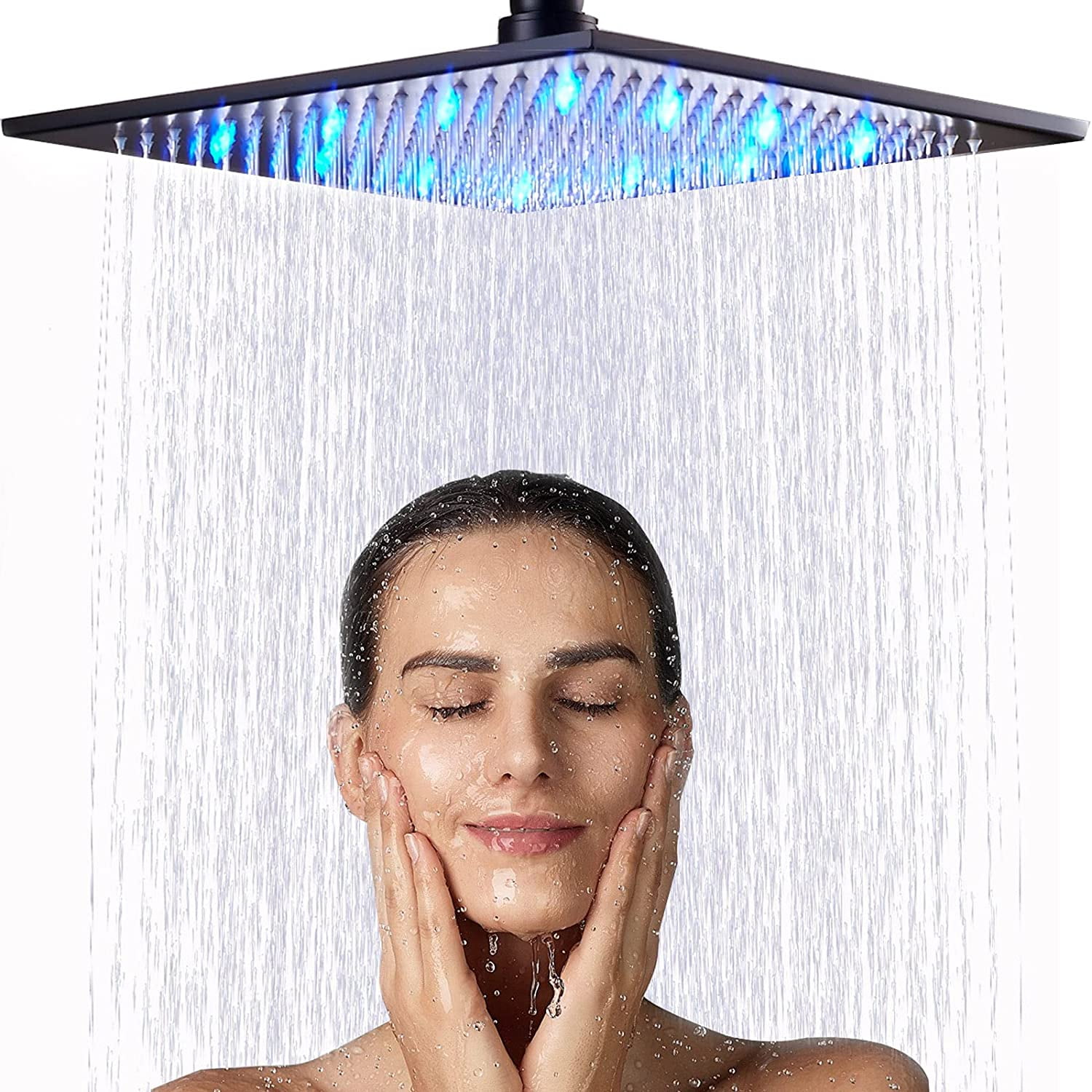 CES LED Shower Head Black Rain Shower Heads High Pressure Showerheads