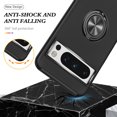 thumbnail image 6 of for Google Pixel 8 Case with Ring Stand, 360° Rotatable Ring Holder Magnetic Kickstand, 2-Layer Heavy Duty Shockproof Rugged Hybrid Hard PC Soft Rubber Case for Google Pixel 8, Black, 6 of 7